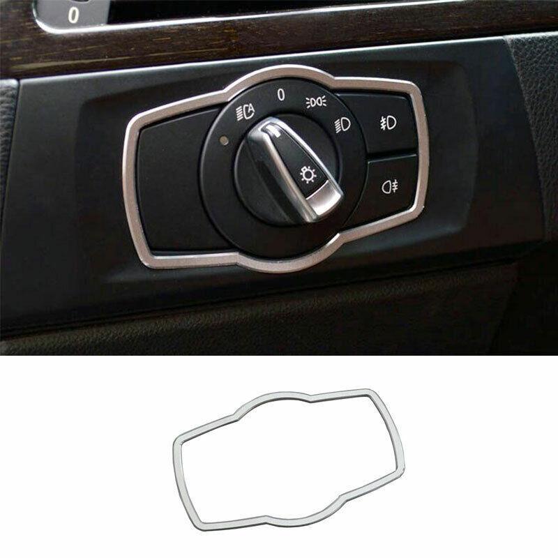 For BMW 3-Series E90 2005-2012 Silver Aluminum Headlight Button Frame Cover Trim