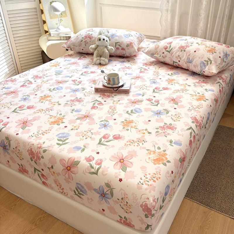 100% Cotton Fitted Sheet Protector Mattress Anti-Slip Bed Cover Modern Minimalist Style 90x190cm To 200x220cm