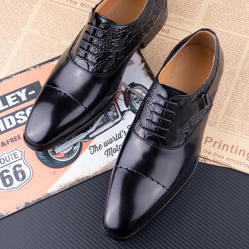 Fashion Men's Dress Shoes Formal Pointed Toe Oxfords Genuine Leather Shoe for Men New Trendy Fashion Office Wedding Part Shoes Wholesale