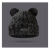 Plush Winter Hat with Bear Ears Women's Warm Black Patch