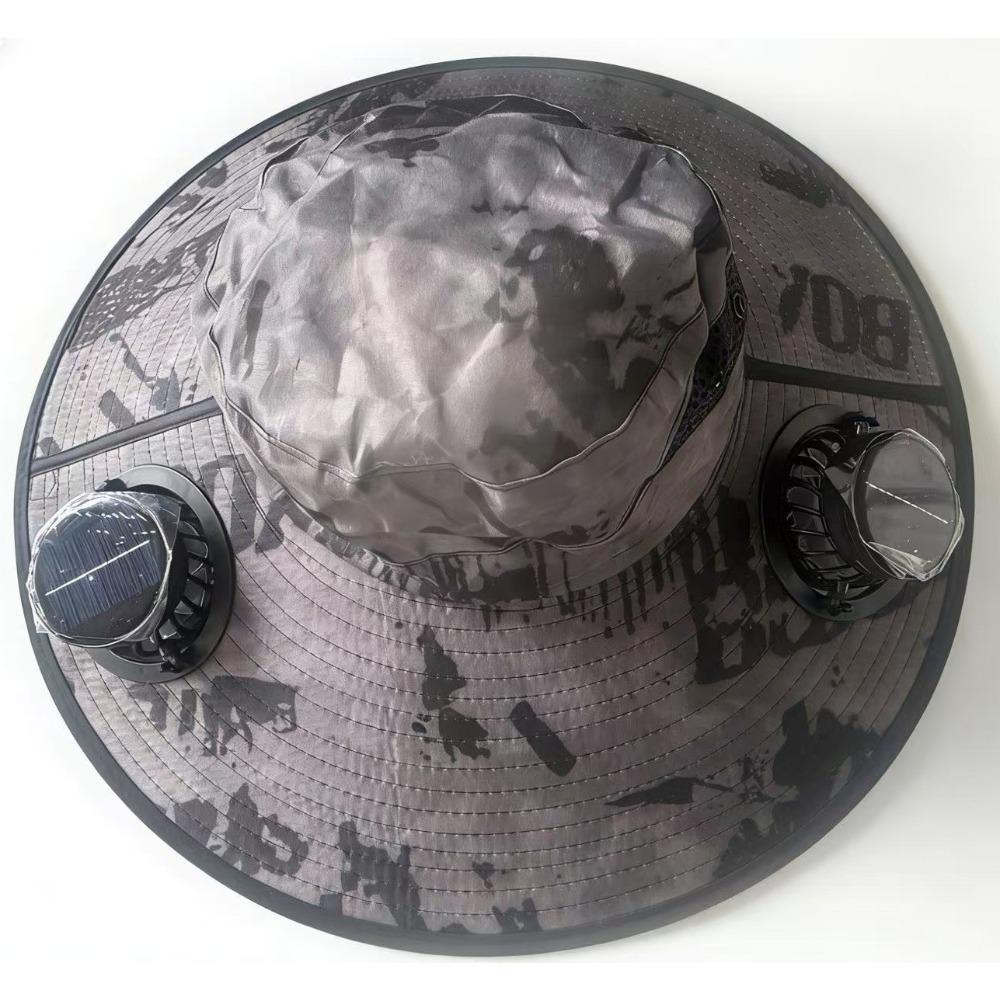 UV Protection Solar Fan Bucket Hat, Outdoor Fishing Sun Protection Cooling Fisherman Cap
