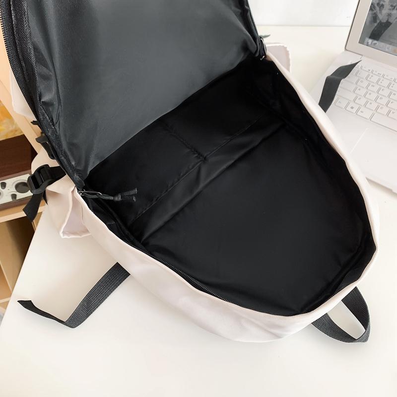 Male Solid Color Backpack Female Large Capacity Travel Backpack Junior High School Student Schoolbag