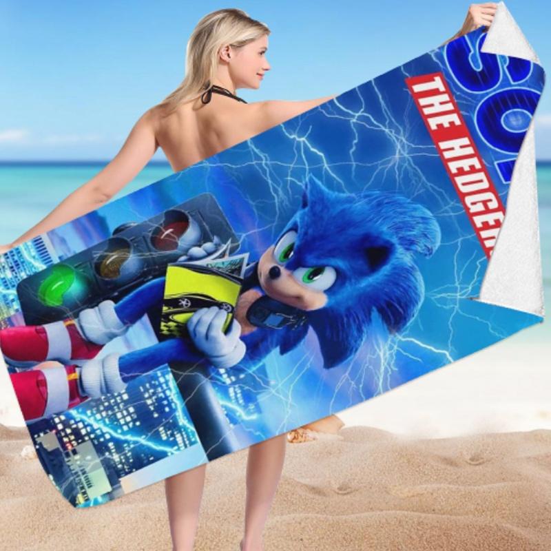 Sonic Beach Towel Microfiber Bath Towel For Kids And Adults Soft And Cozy With Eye-catching Design