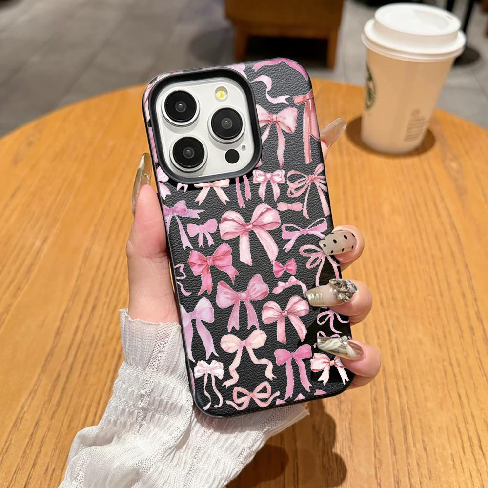 Luxury Bow Phone Case For Iphone 17 14 Plus 16 11 Pro Max 13 15 12 17E 16E Classic Shockproof Back Cover Fundas