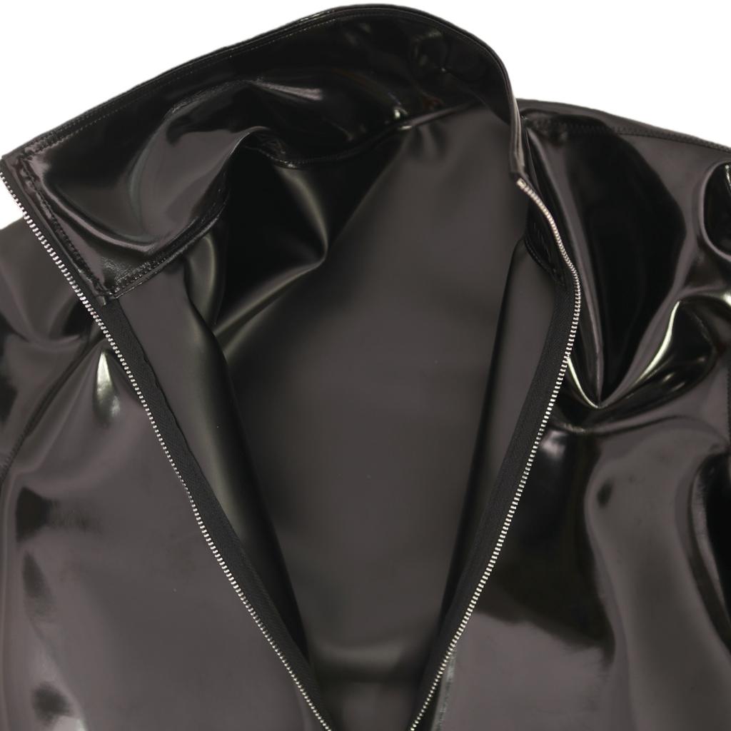 Sexy Men Pvc Glossy Shiny Long Sleeve T-Shirt Double Sided Pu Club Dance Top Smooth Elastic Stage Wear Elastic Slim Tights