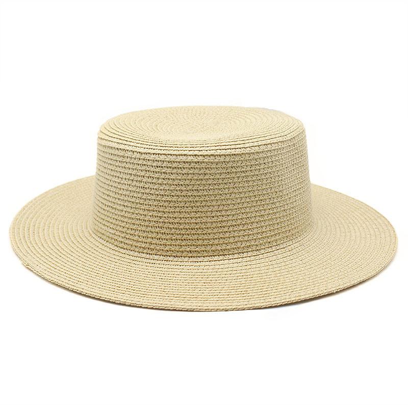 Grass Green Straw Hat Women'S Sky Flat Top Top Hat Seaside Vacation Beach Hat Internet Celebrity Straw Hat Sun Hat