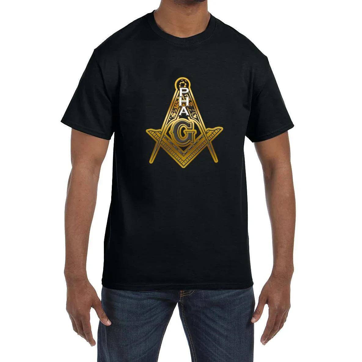 Prince Hall Gold Square  Compass Masonic TShirt 100 Cotton ONeck Summer Short Sleeve Casual Mens Tshirt Size S3XL S