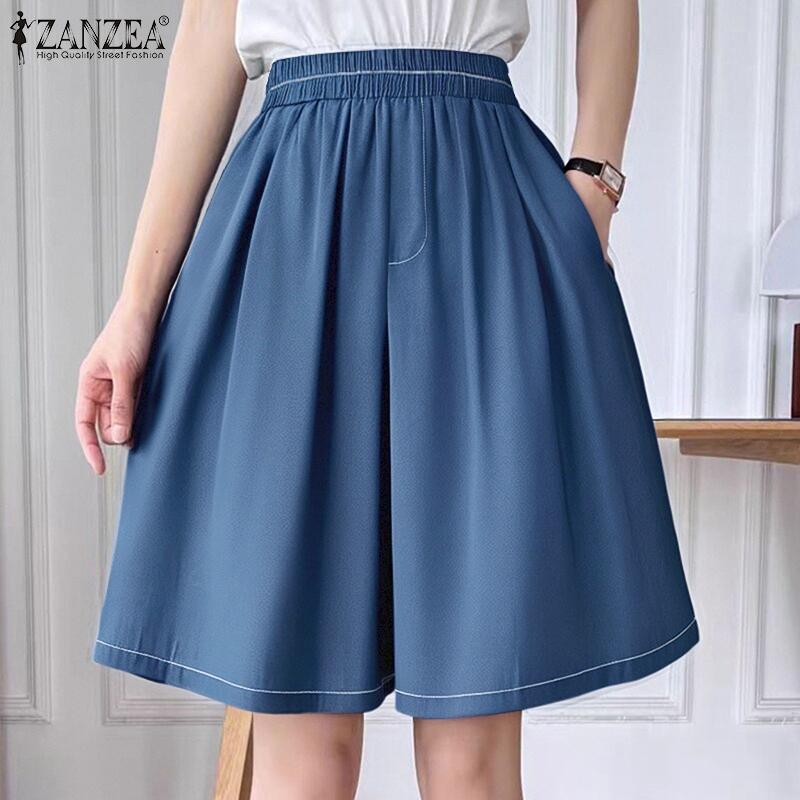 

ZANZEA Women s Casual Wide-Leg Loose Bermuda Shorts S чорний