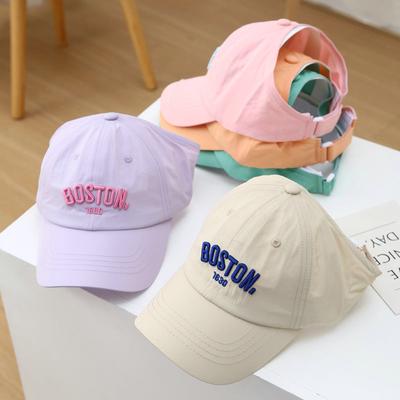 Candy Color Kids Sun Hat Fashion Letter Embroidery Empty Top Ponytail Baseball Cap Adjustable Children Girls Summer Peaked Caps