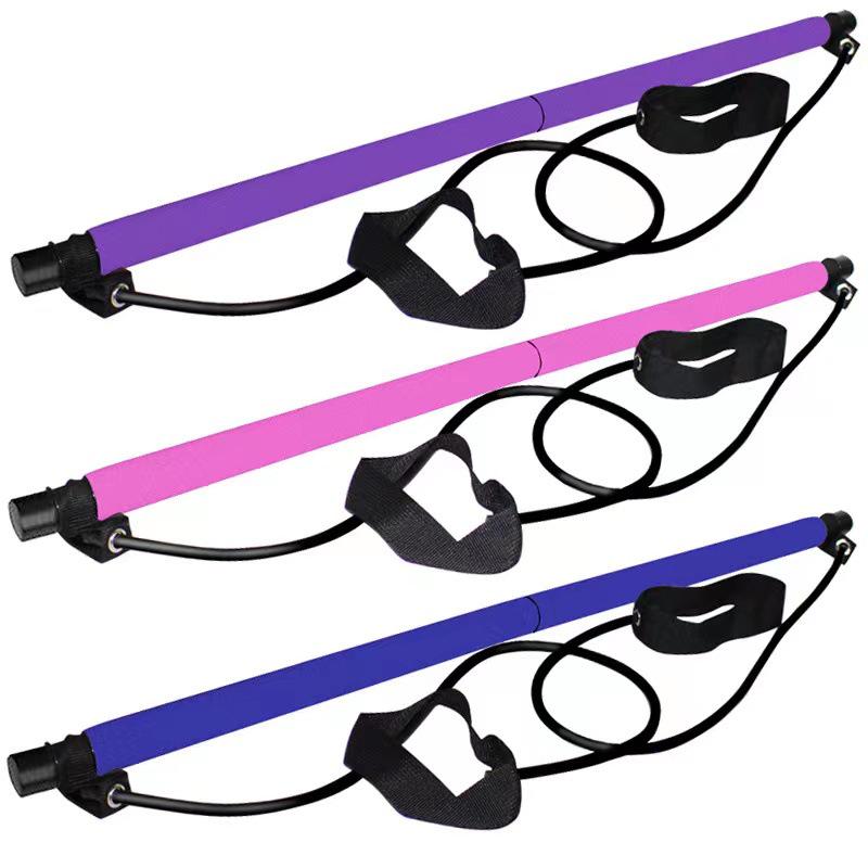 Multifunctional Pilates Bar: Home Fitness Yoga Equipment with Resistance Band for Elastic Exercise & Butt Lift