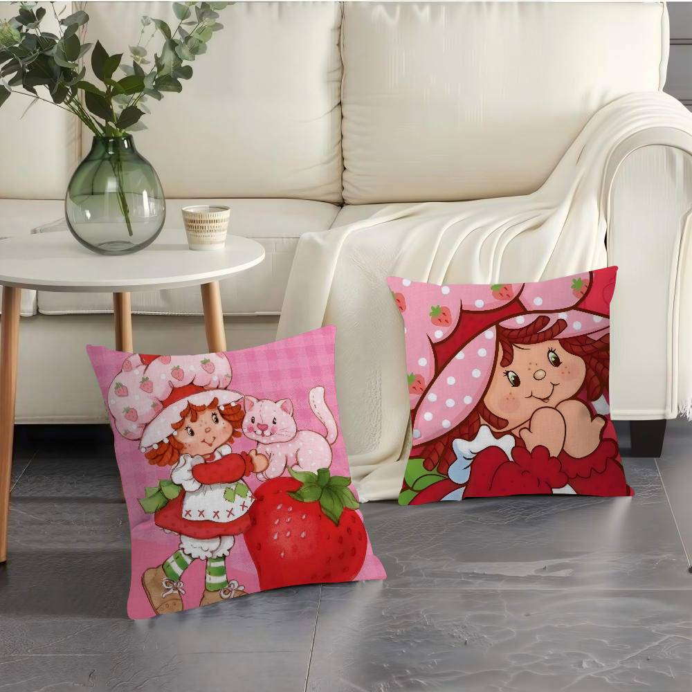 Cute Role Strawberry Shortcake-Cartoon Cushion Cover Pillow Cover Decor Pillowcase Printed Cushion Case For Couch