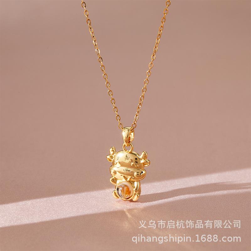 

Дизайн Проекция Икра Ожерелье Женское Легкая Роскошь Простое Тренд Рождественский Год Зодиакальный Кулон Цепочка на Ключицу