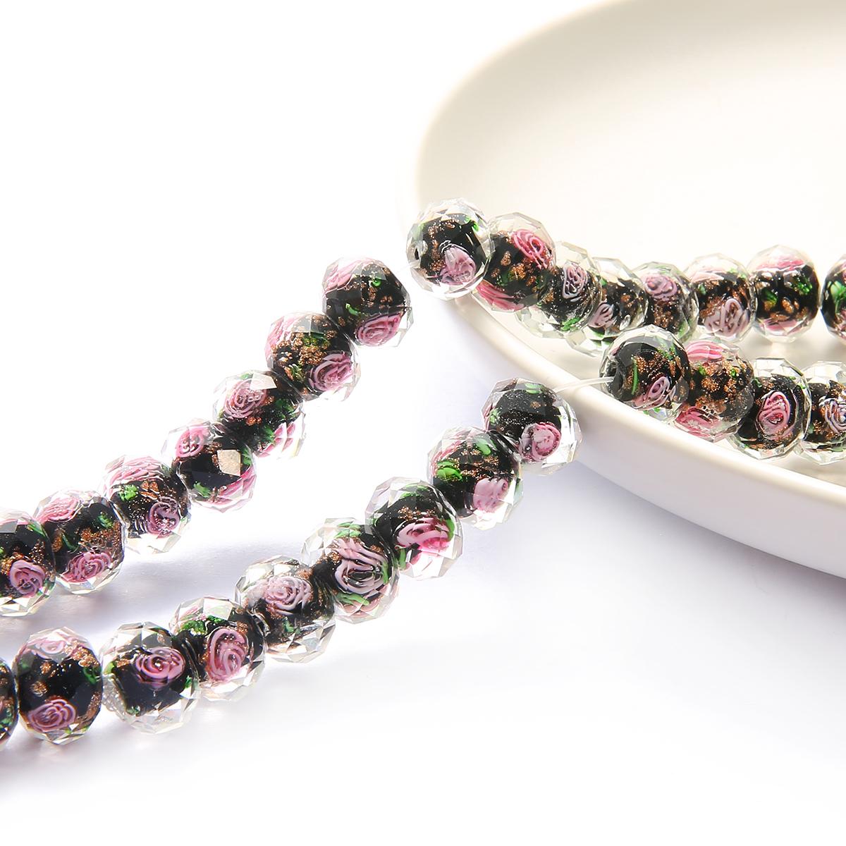 

10 шт./пакет, 8/10/12 мм, муранское прозрачное стекло, бусины лэмпворк для изготовления ювелирных изделий, женский браслет «сделай сам», цветок, рондель, граненые бусины 10mm