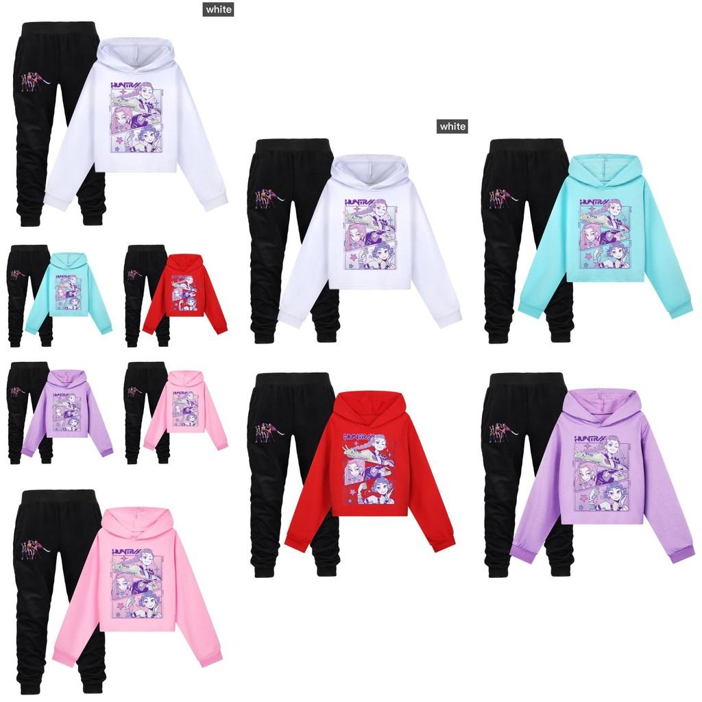Kpop Demon Hunters Kids Cartoon Hoodie Set With Cotton Material For Casual Wear