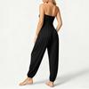 Mono de mujer sin mangas y sin tirantes Cintura elástica Bolsillo Ajuste holgado informal Mono Pantalones largos
