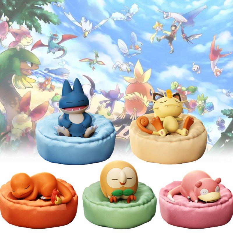 Slowpoke Snorlax Charmander Rowlet Meowth Toy Sleep Model Christmas Gift