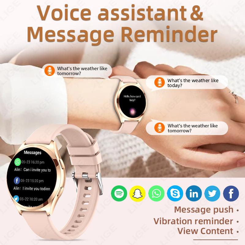 SACOSDING Fashion Smart Watch Ladies Bluetooth Call Heart Rate Blood Oxygen Women's Health Monitor Waterproof Music Sports Smartwatch For Android