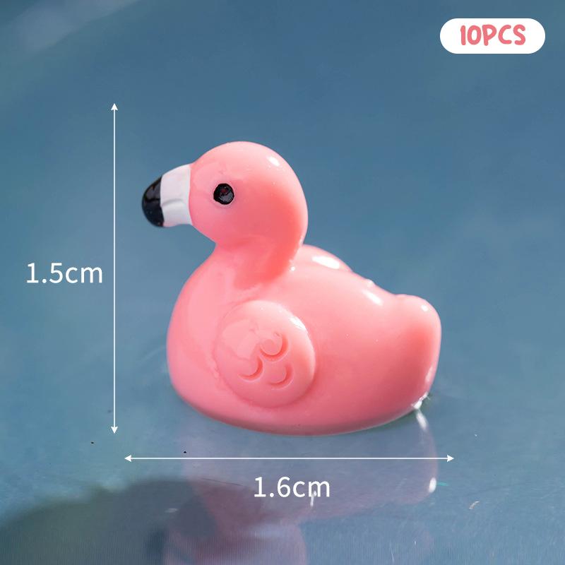 10Pcs Cute Cartoon Mini Flamingo Micro Landscape Decoration Crafts Miniature Resin Figurines Accessories Diy Home Decoration