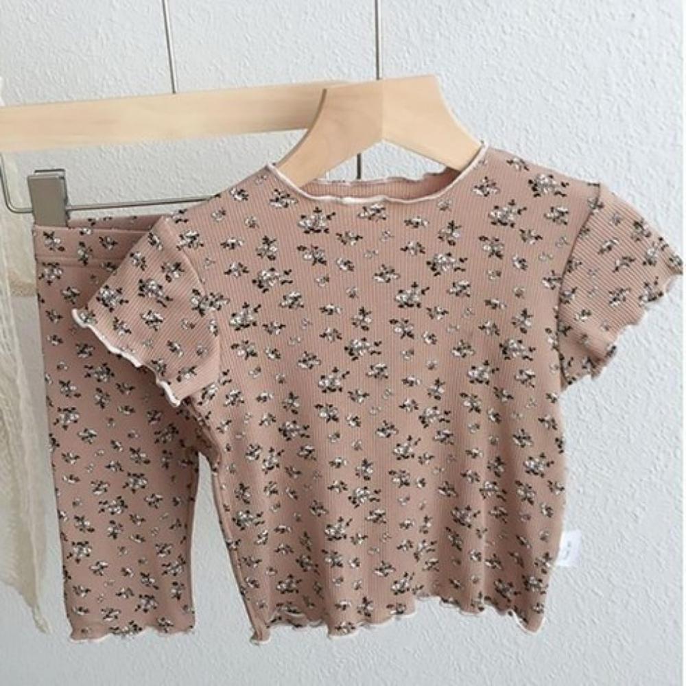 Mongsil Kids Floral Ribbed Indoor Pajamas Loungewear
