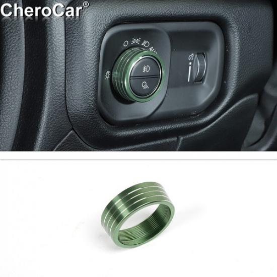 

Headlight Switch Button Knob Trim Ring for Dodge Ram 1500 18+ Green Accessories