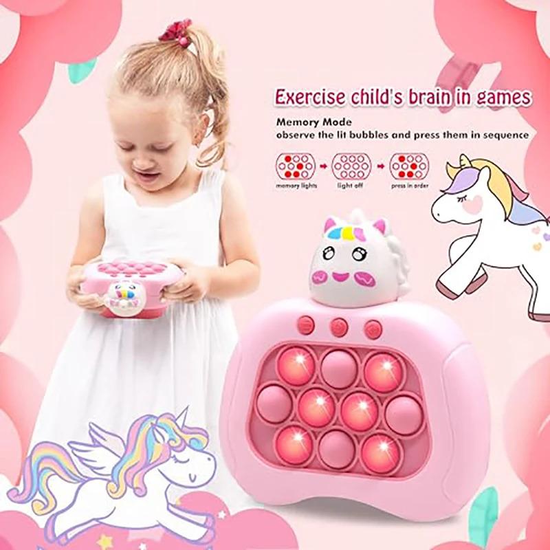 Push Quick Pop Fidget Toys Light Up Fidget Toy Electric Pop Bubble Game Controller Handheld Toys Birthday For Kids Girls