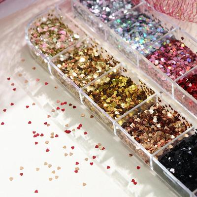 Mini Glittrande Hjärta Nagelglitter Glittrande Femudd Nageldekoration Nagelsalong Design Söta Accessoarer Diy Nagelkonst Design