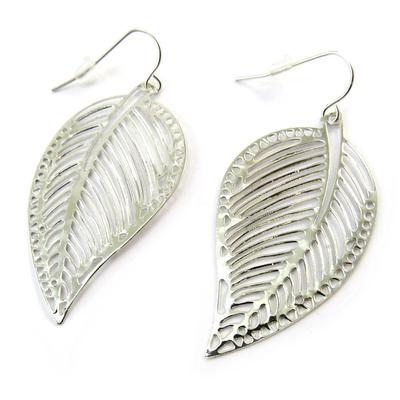 [N3498] - Silver 'Gold Leaf' Earrings