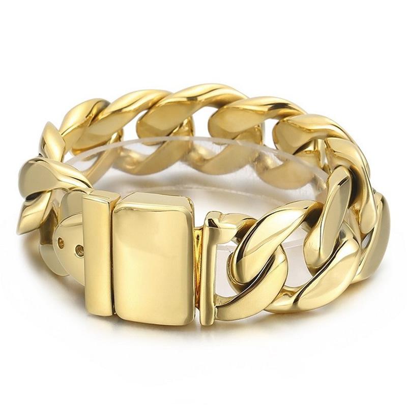 25mm Vintage Chunky Heavy Punk Bracelet Male Stainless Steel Brushed Link Chain Bracelet Matte Wide Hand Wrist Chain Jewelry
