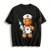 Cute Gingerbread Nurse Print Casual Top Pure Cotton T-shirt