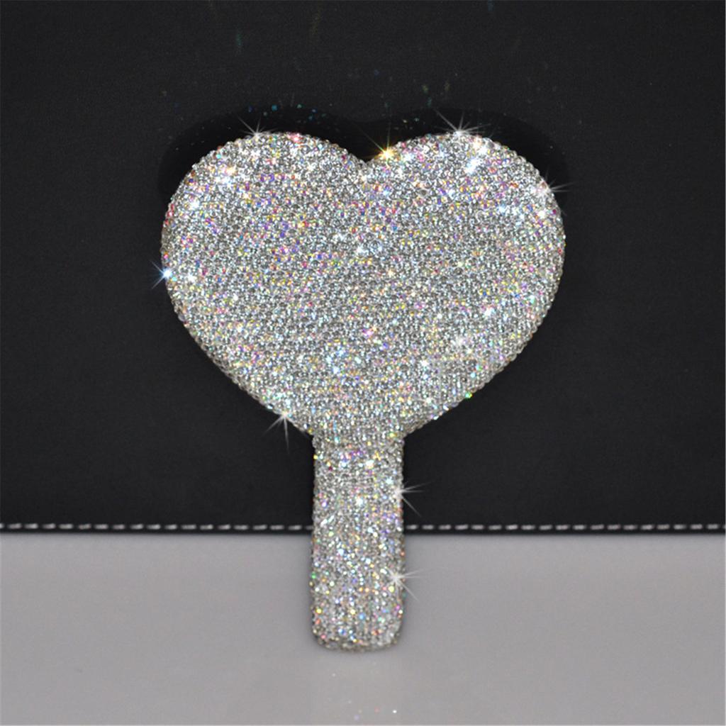Women's Makeup Compact Mirror Sticking Diamond Hand-held Mirror ABS Fashionable High-end Beauty Handle Mirror Cosmetic Mirror