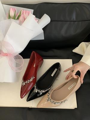 Fashion Fashion Crystal Pointed Toe Shoes Laides Comfort Elegant Dancing Party Wedding Shoes Moccasins Flat Shoes French Sandals Women