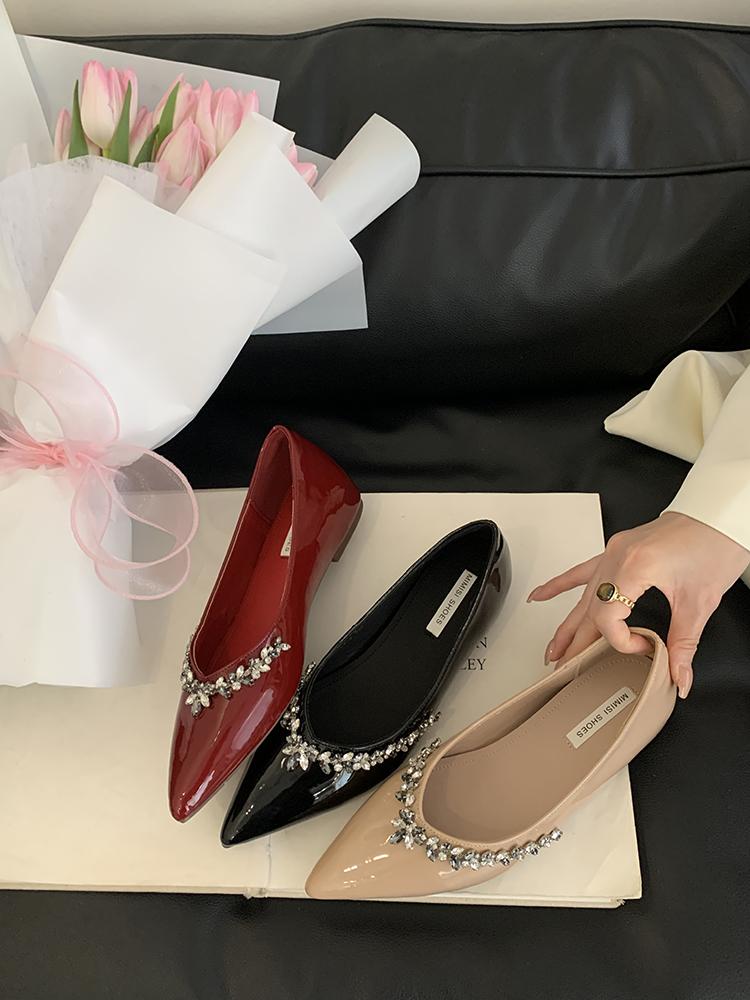 Fashion Fashion Crystal Pointed Toe Shoes Laides Comfort Elegant Dancing Party Wedding Shoes Moccasins Flat Shoes French Sandals Women