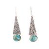 Natural Blue Copper Turquoise Gemstone 925 Sterling Silver Jewelry Earrings 1.9" EE-165-43