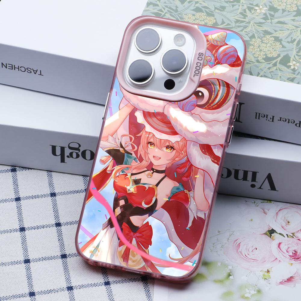 HSR Guinaifen Pink Translucent Mobile Phone Case for iPhone 17 16 15 14 13 12 11 X XR XS Air Pro Max Plus Colorful Cover
