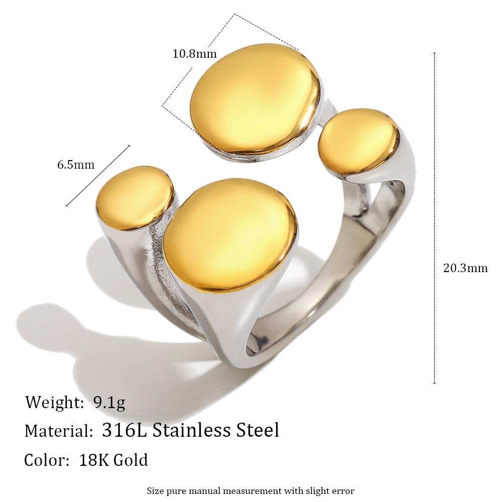 

MamacitaSlay 316L Stainless Steel Two Tone Four Circles Open Ring Party Waterproof Jewelry Women s 18K Gold Plated Ring Gift resizable