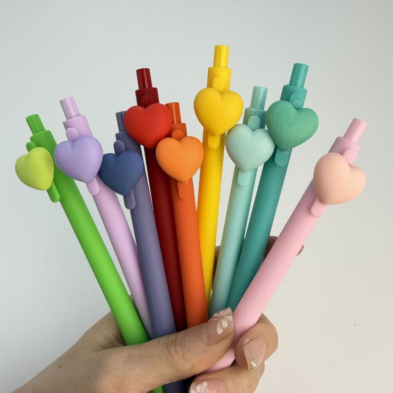 10Pcs Heart Shaped Neutral Pen Black Ink 0.7mm Forfor Wedding Party Office Stationery Colleagues Teacher Birthday Supply