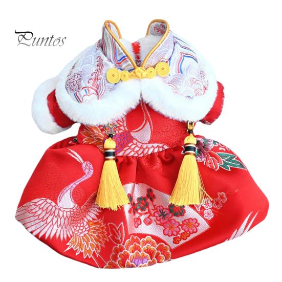 Pet Clothes Tang Suit Tassel Design Vibrant Color Button Closure Exquisite Pattern Friendly To Skin Puppy Costume Keep Warm Cloth Thickened