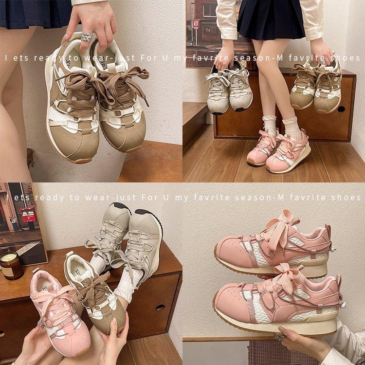 [Yushilai] Niche Waffle Forrest Gump Shoes Women's 2025 Spring New Retro Fashion Casual Versatile Sneakers