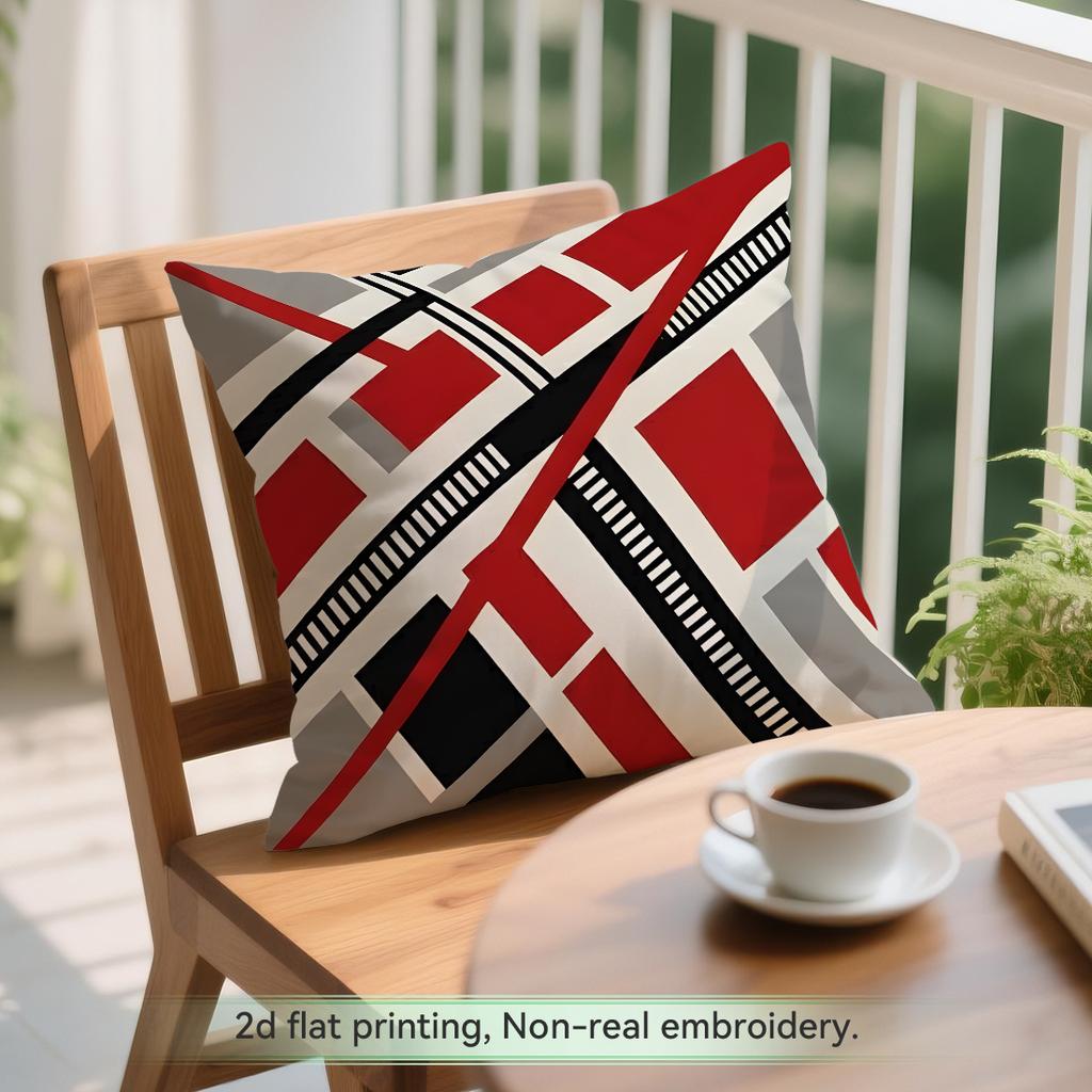 1 Red And Black Geometric Bag Cushions Pillowcase Polyester Cushion Cover Throw Pillow Pillowcover Home Car Sofa Decor
