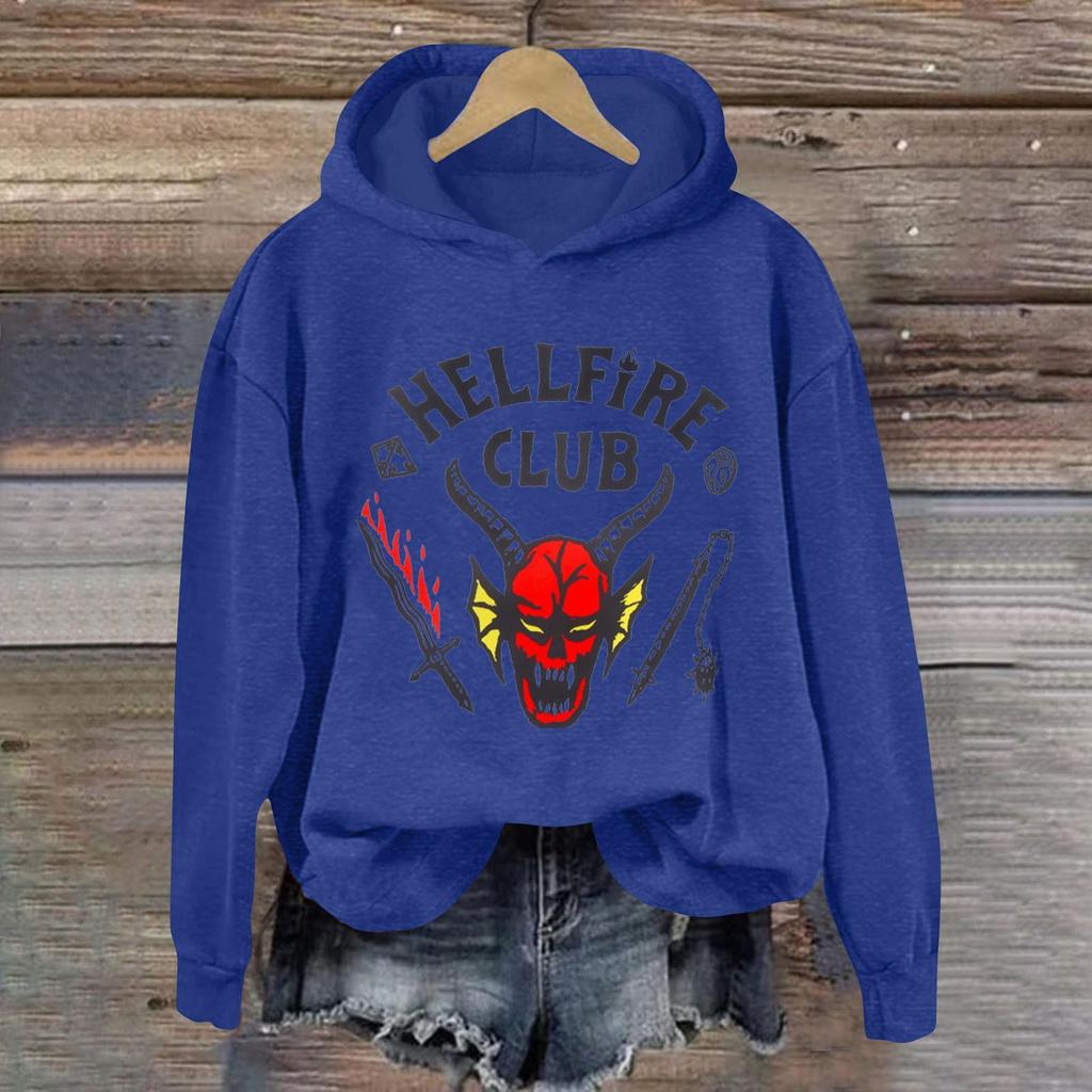 Women's Fashionable Casual Long-Sleeved Printed Hooded Sweatshirt