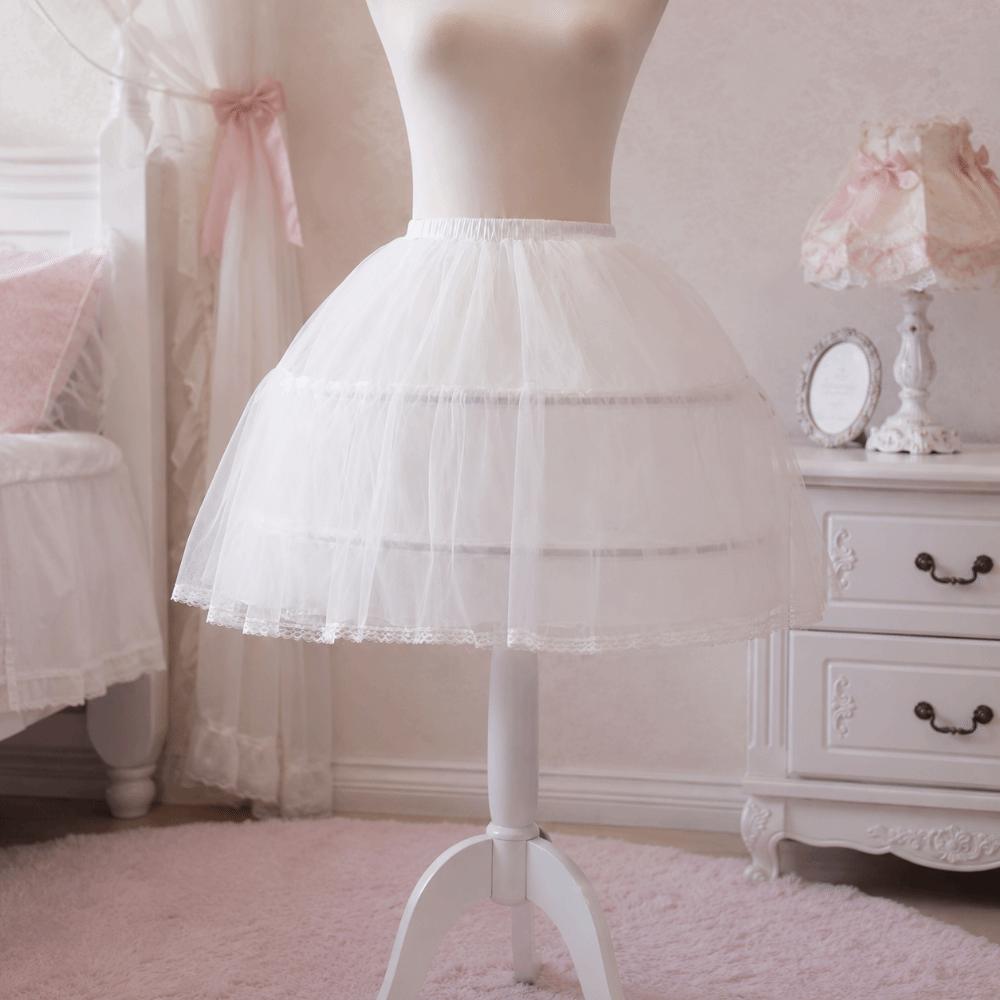 Elastic Waist Lolita Petticoat 2 Hoops Children Petticoat Cute Crinoline Underskirt  Party Dance