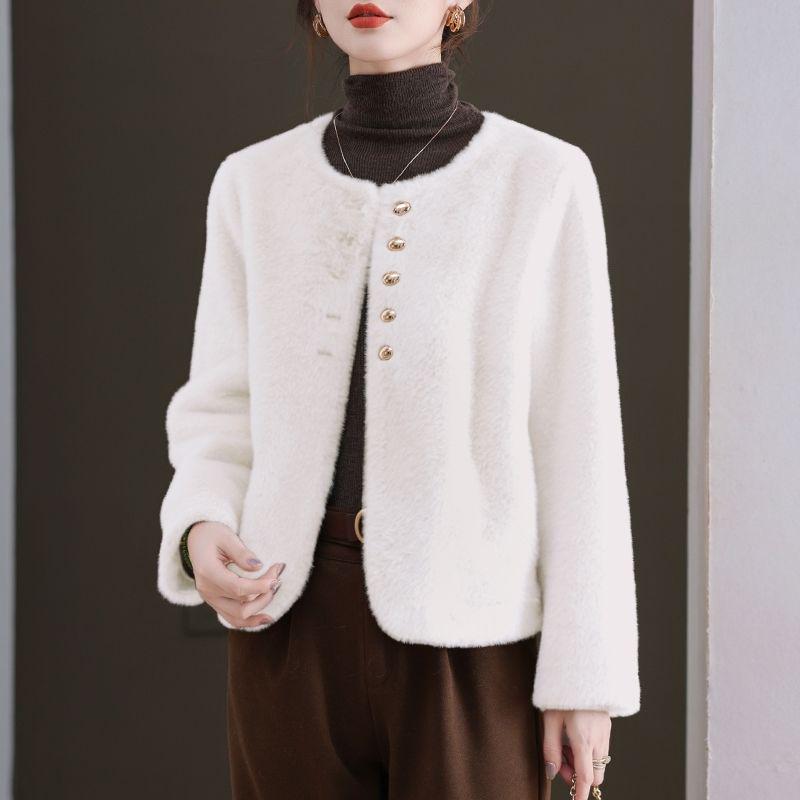 Women's Short Mink Velvet Coat - Autumn/Winter, Plus Size, Thick Fur Cardigan