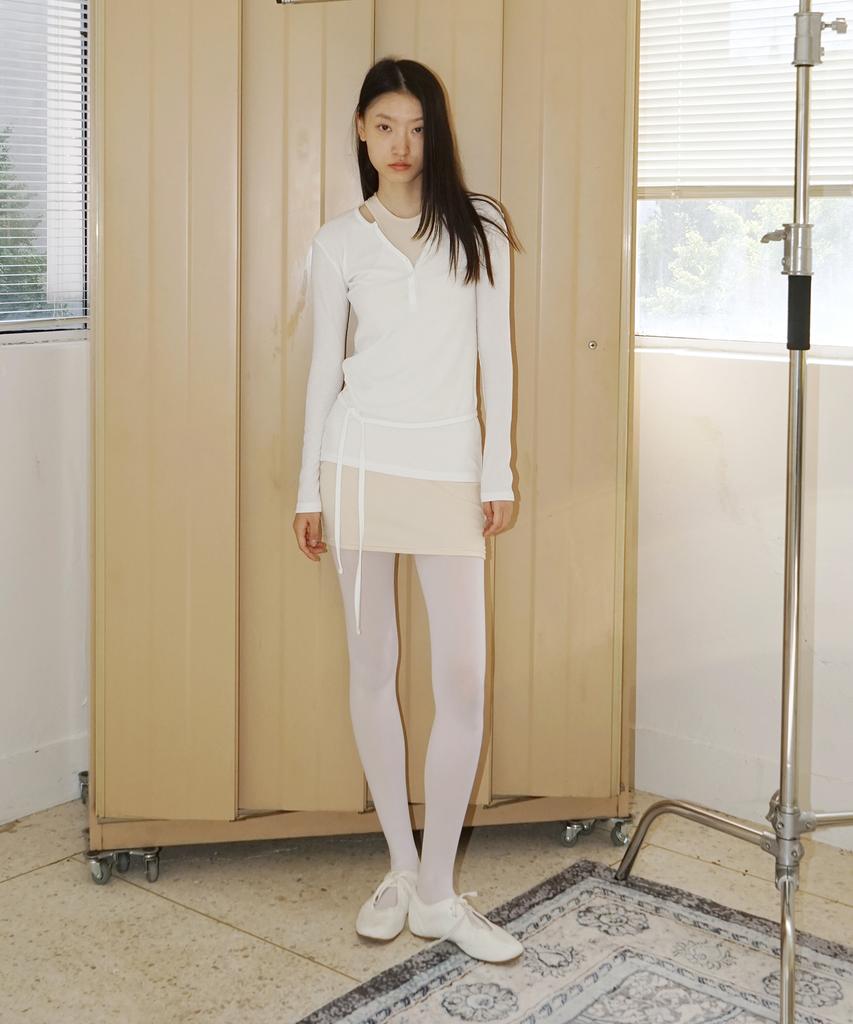 PROVO Button Henley Neck T-Shirt / White
