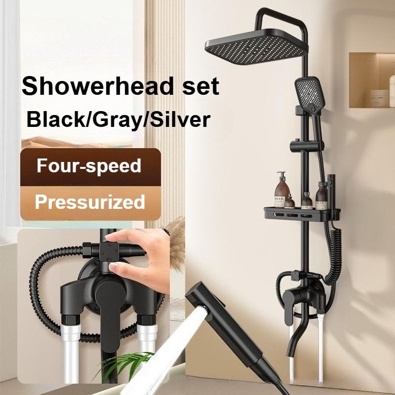 Supercharged Bathroom Bath Shower Mixer Faucet Set Shower Accessories Household Copper Nozzle Set Universal Shower Head System