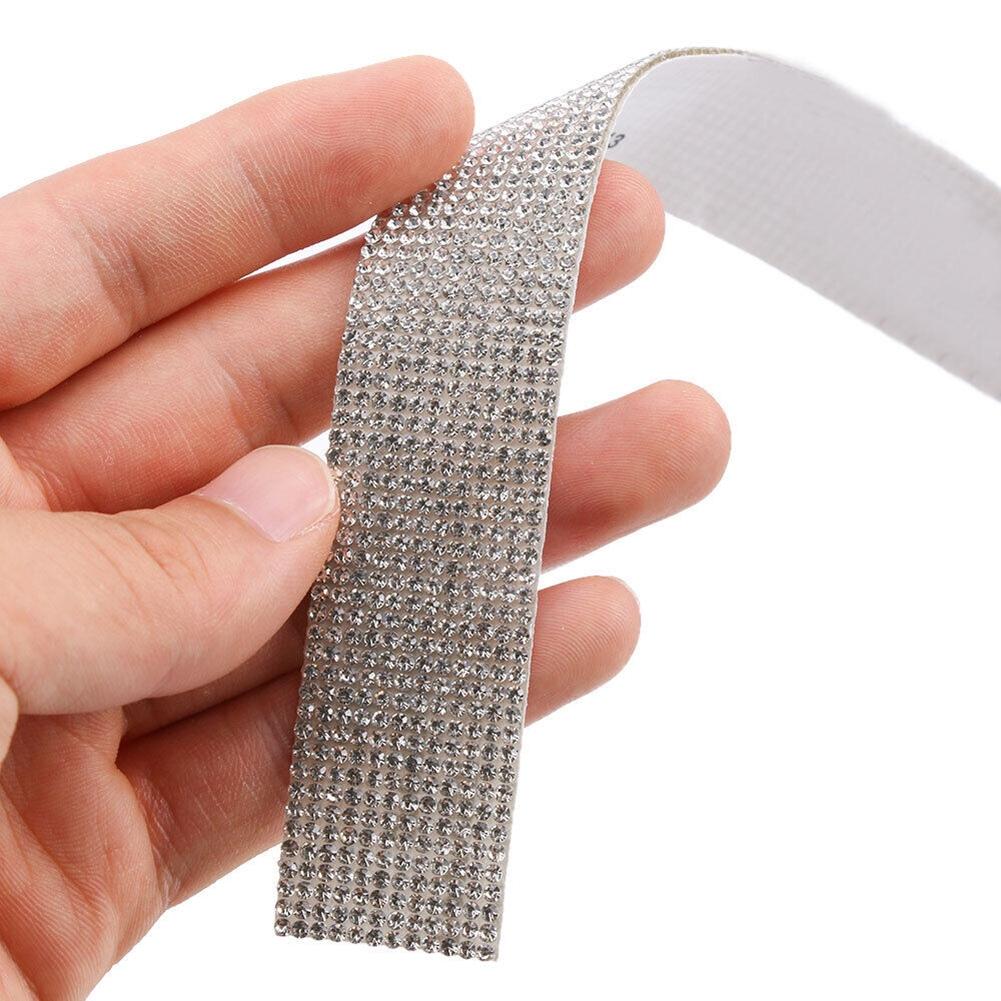 90cm Silver White Car Clothing Decor Rhinestone Decorative Stickers