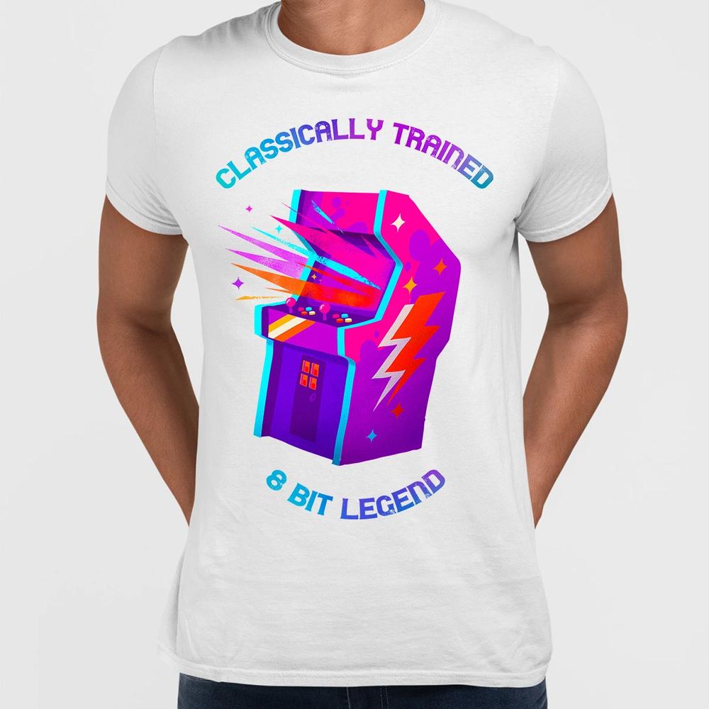 Retro Classically Trained 8 Bit Legend Old Fashioned Computer Gaming Unisex Tee L
