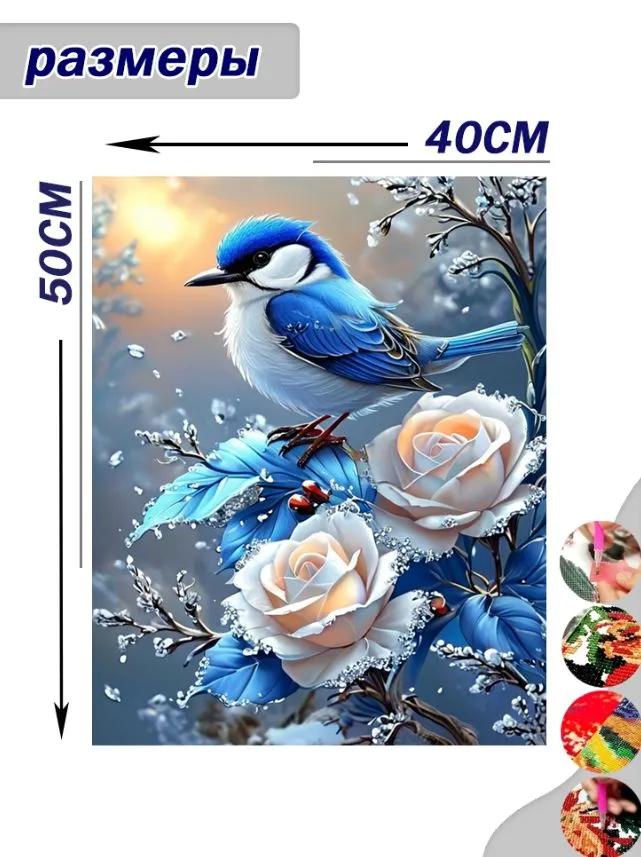 Diamond mosaic 40x50 "birds and roses" / diamond rhinestone painting