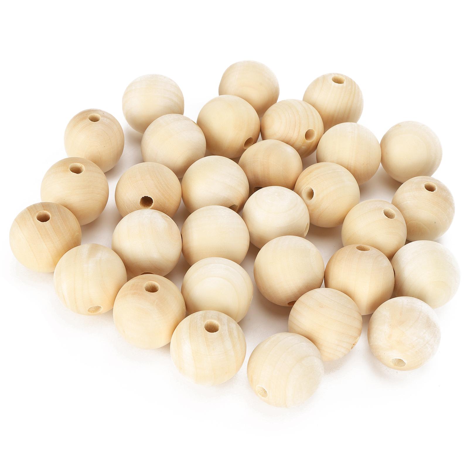 

30Pcs Round Beads Wooden Perforated Ball Spacer Jewelry Decoration Making Accessories 40mm