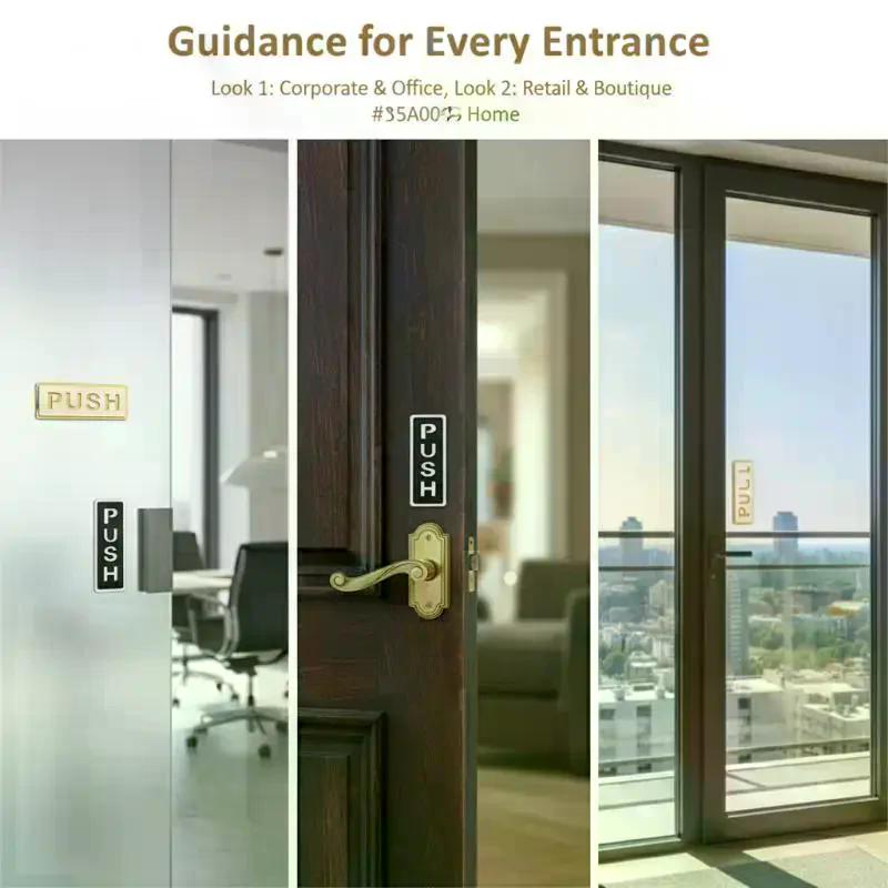 2PCS Acrylic Push Pull Door Signs Shops Self-Adhesive Pull Door
