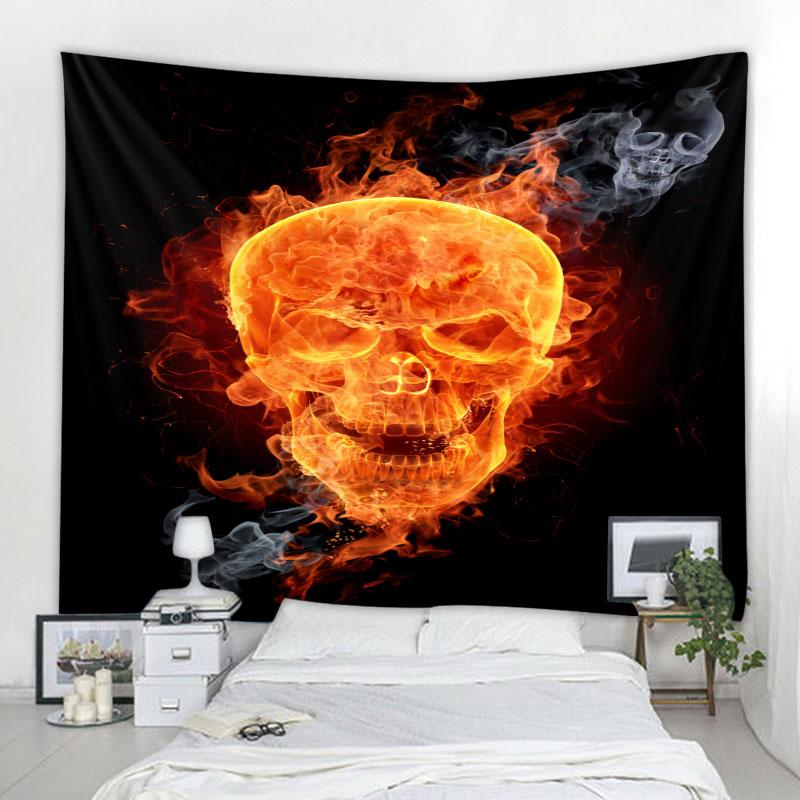Halloween Party Decoration Tapestry Horror   Bedroom  Flame Skull People